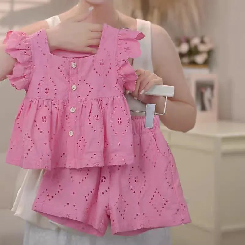 Conjunto Infantil Rosa Encanto Bordado