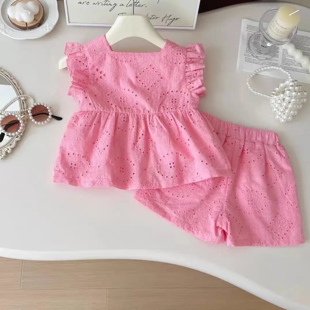 Conjunto Infantil Rosa Encanto Bordado