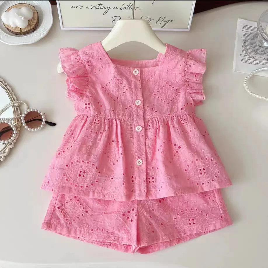 Conjunto Infantil Rosa Encanto Bordado
