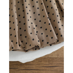 Vestido Infantil Vintage Poá sem Manga Casual